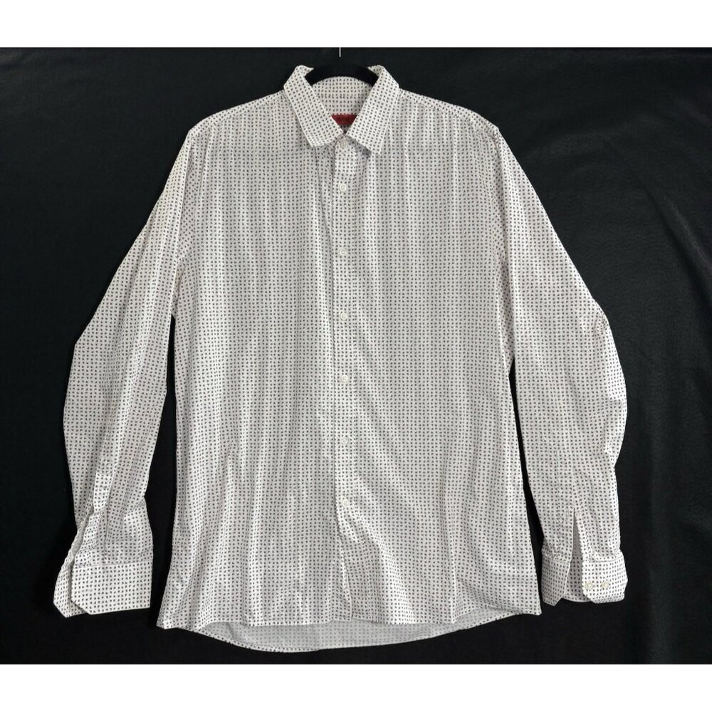 Hugo Boss Men Slim Fit Button Front Shirt Long Sleeve Collard Sz‎ XL White 69-3